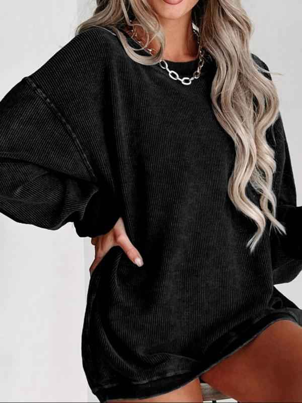 Women's Oversized Crewneck Sweatshirt with Drop Shoulders