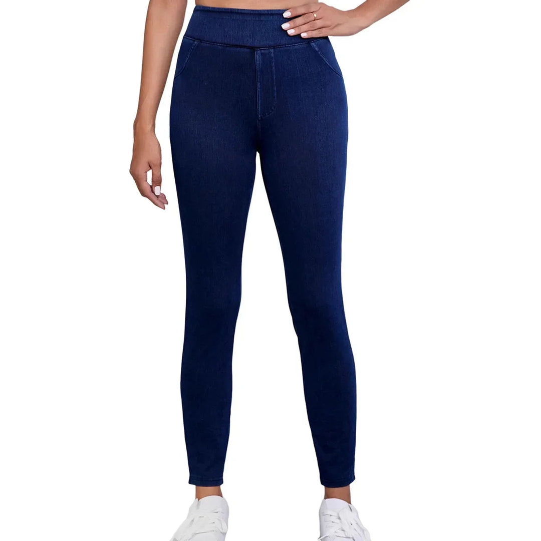 Women's High-Rise Slim Fit Stretch Jeans Dark Blue