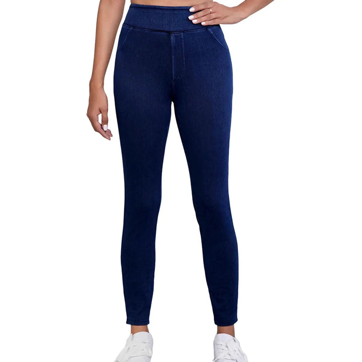 Women's High-Rise Slim Fit Stretch Jeans Dark Blue
