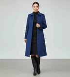 Women's Single Breasted Winter Trench Coat Dark Blue