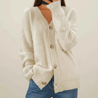 Women's Button-Front Knit Winter Cardigan Beige