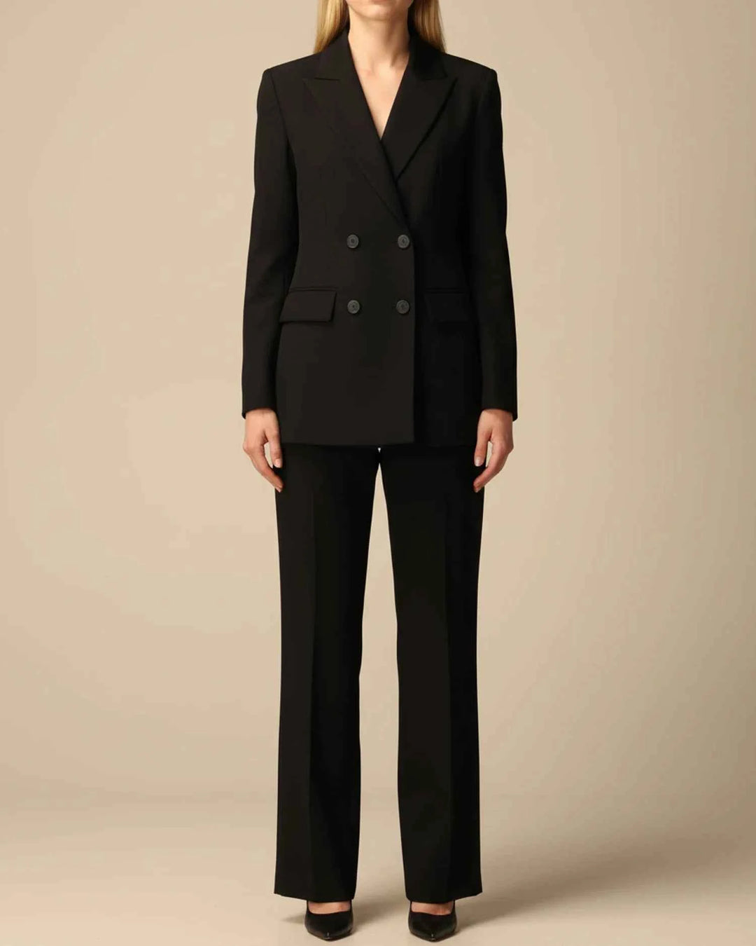 Women's Formal Double-Breasted Pant Suit Black