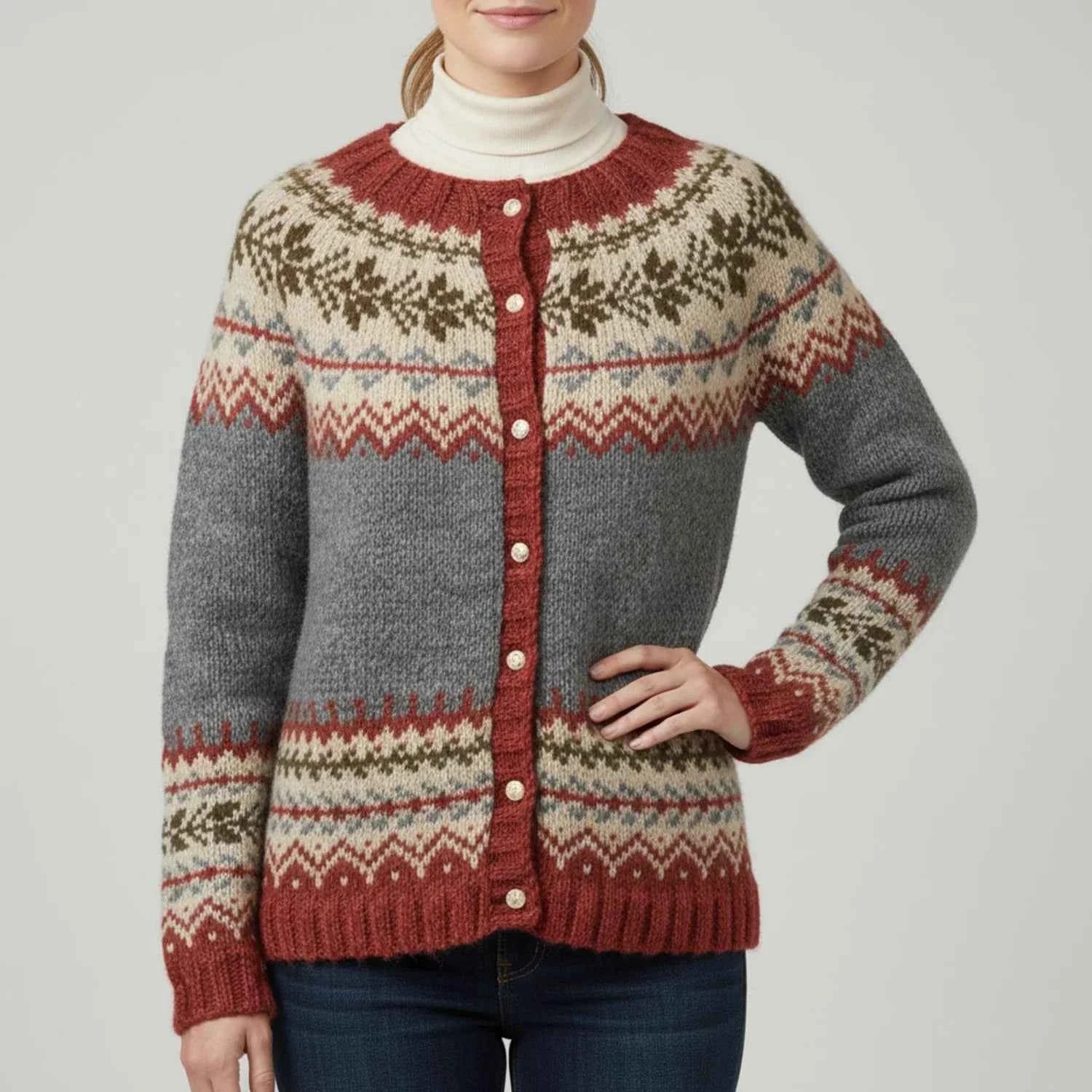 Women's Fair Isle Pattern Cardigan Sweater