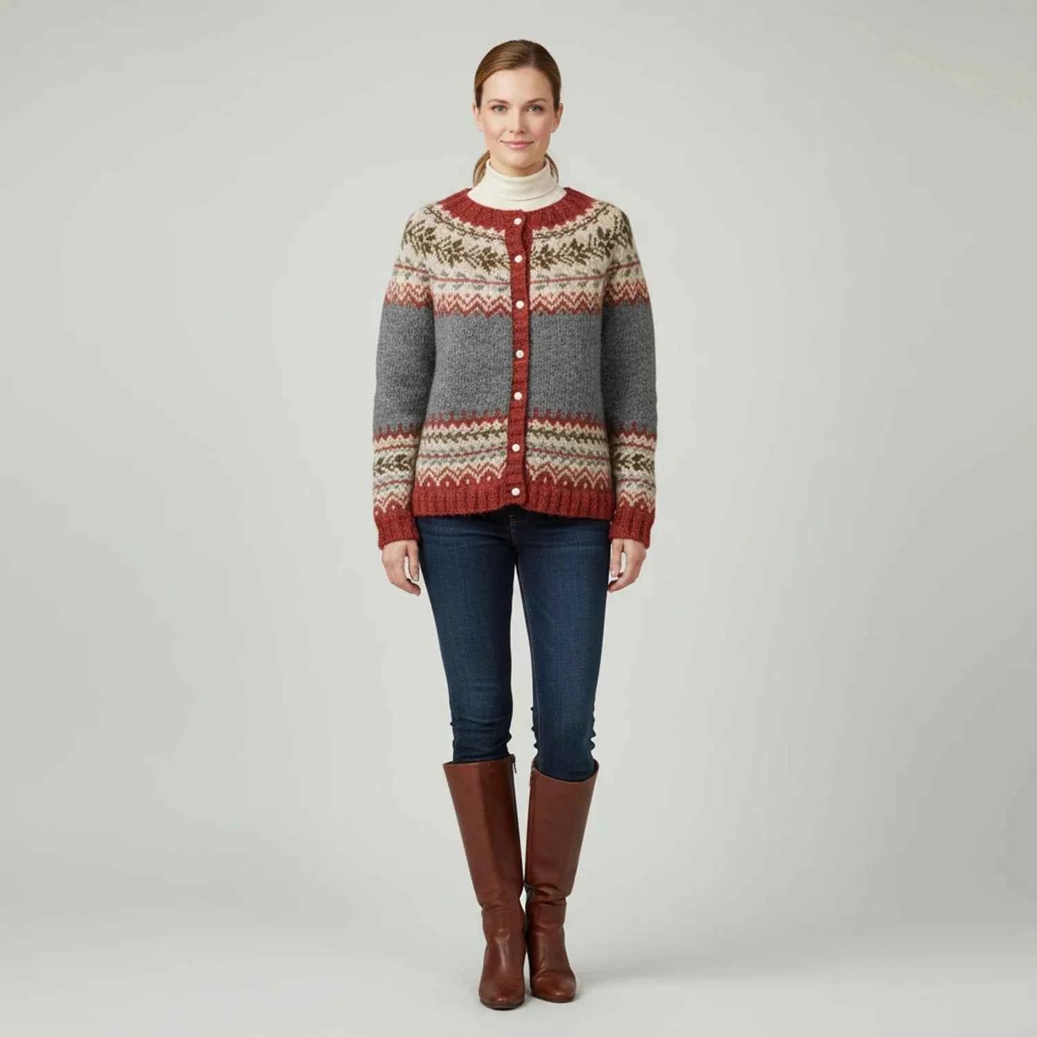 Women's Fair Isle Pattern Cardigan Sweater