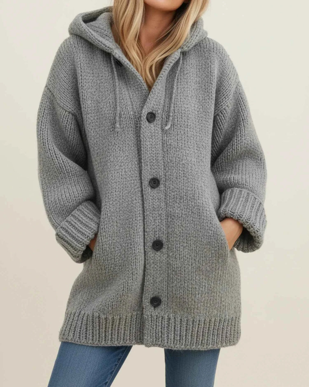 Women's Hooded Warm Winter Cardigan Jacket Gray