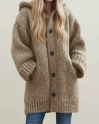 Women's Hooded Warm Winter Cardigan Jacket Khaki