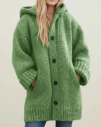 Women's Hooded Warm Winter Cardigan Jacket Green
