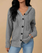 Women's Hooded Cardigan Sweater Grey