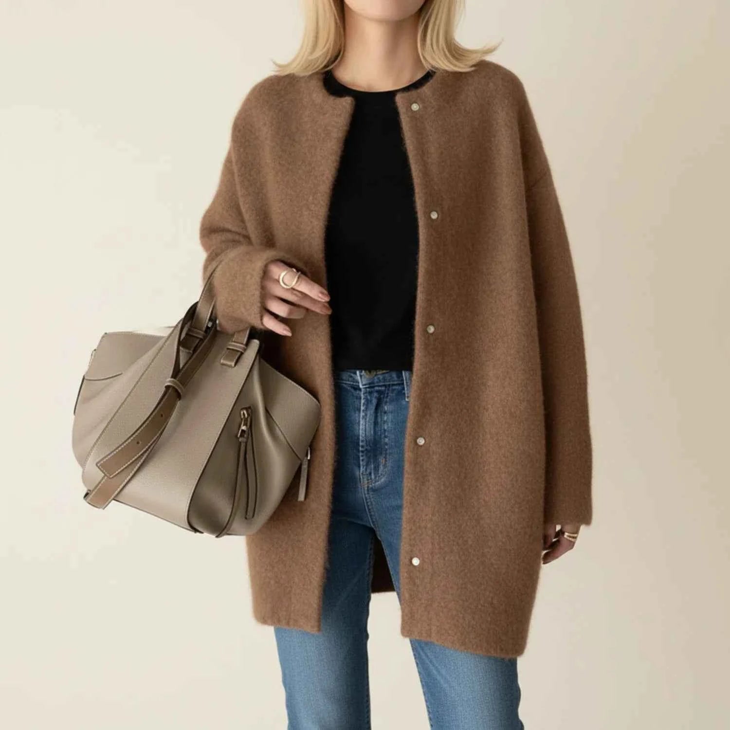 Women's Longline Warm Winter Cardigan Caramel