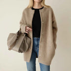 Women's Longline Warm Winter Cardigan Khaki