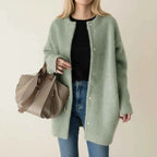 Women's Longline Warm Winter Cardigan Green