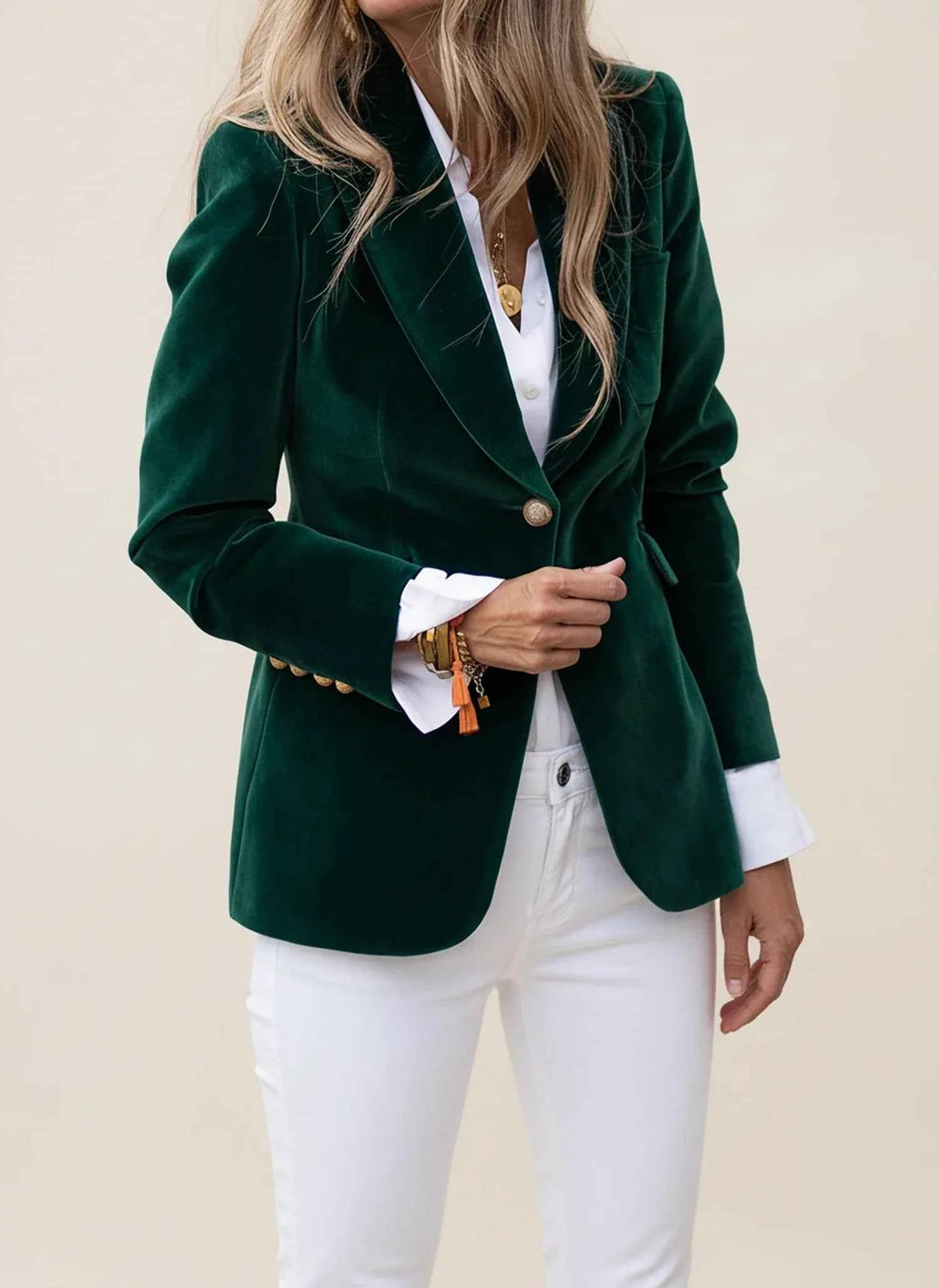 Women's Classic Notched Lapel Casual Blazer Dark Green