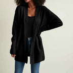 Women's Mid-Length Open-Front Cardigan Black