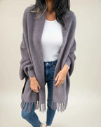 Women's Relaxed Fit Open Front Winter Cardigan Gray