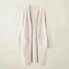 Women's Open-Front Winter Cardigan with Pockets Beige
