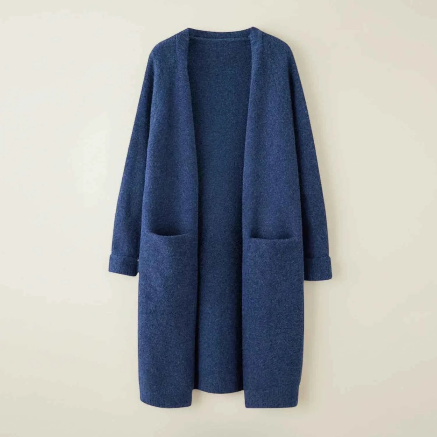 Women's Open-Front Winter Cardigan with Pockets Blue