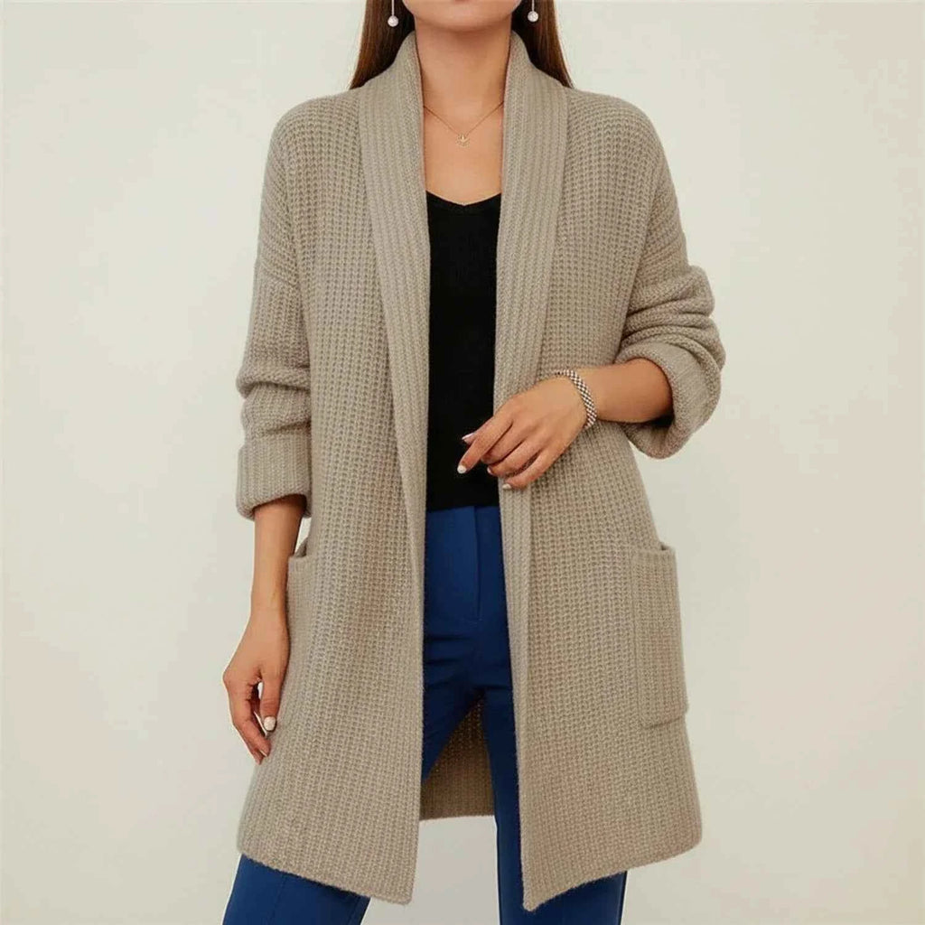Women's Oversized Open Front Cardigan Apricot