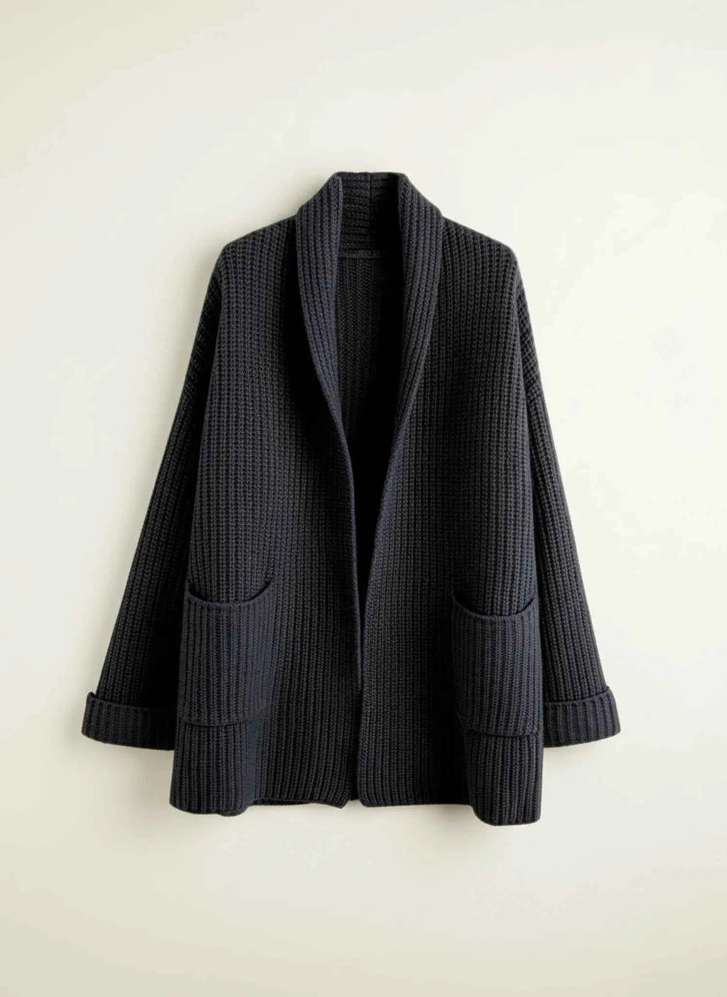 Women's Oversized Open Front Cardigan Black