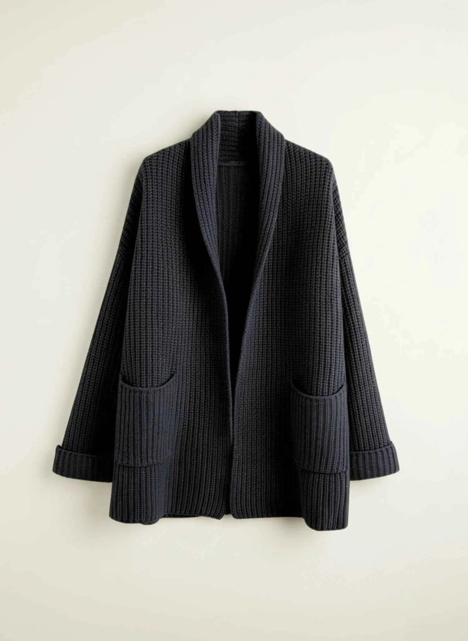 Women's Oversized Open Front Cardigan Black