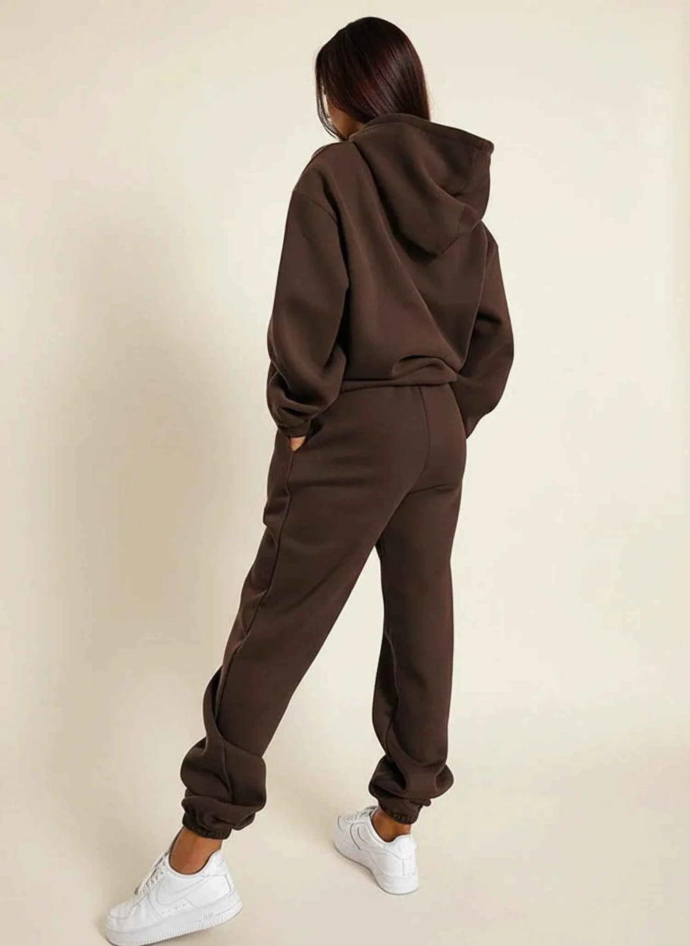 Women's Hoodie Jogger Set Brown