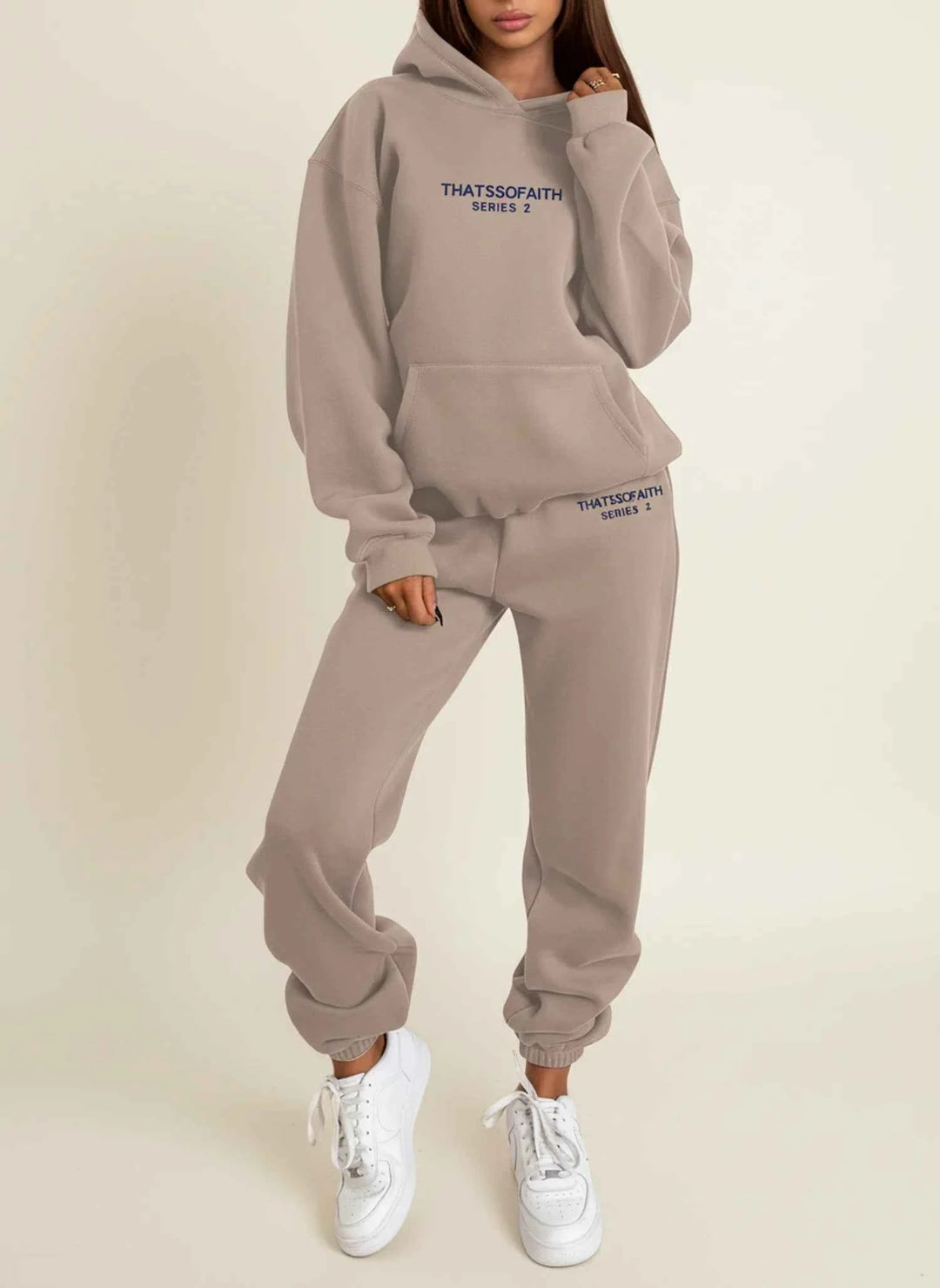 Women's Hoodie Jogger Set Khaki