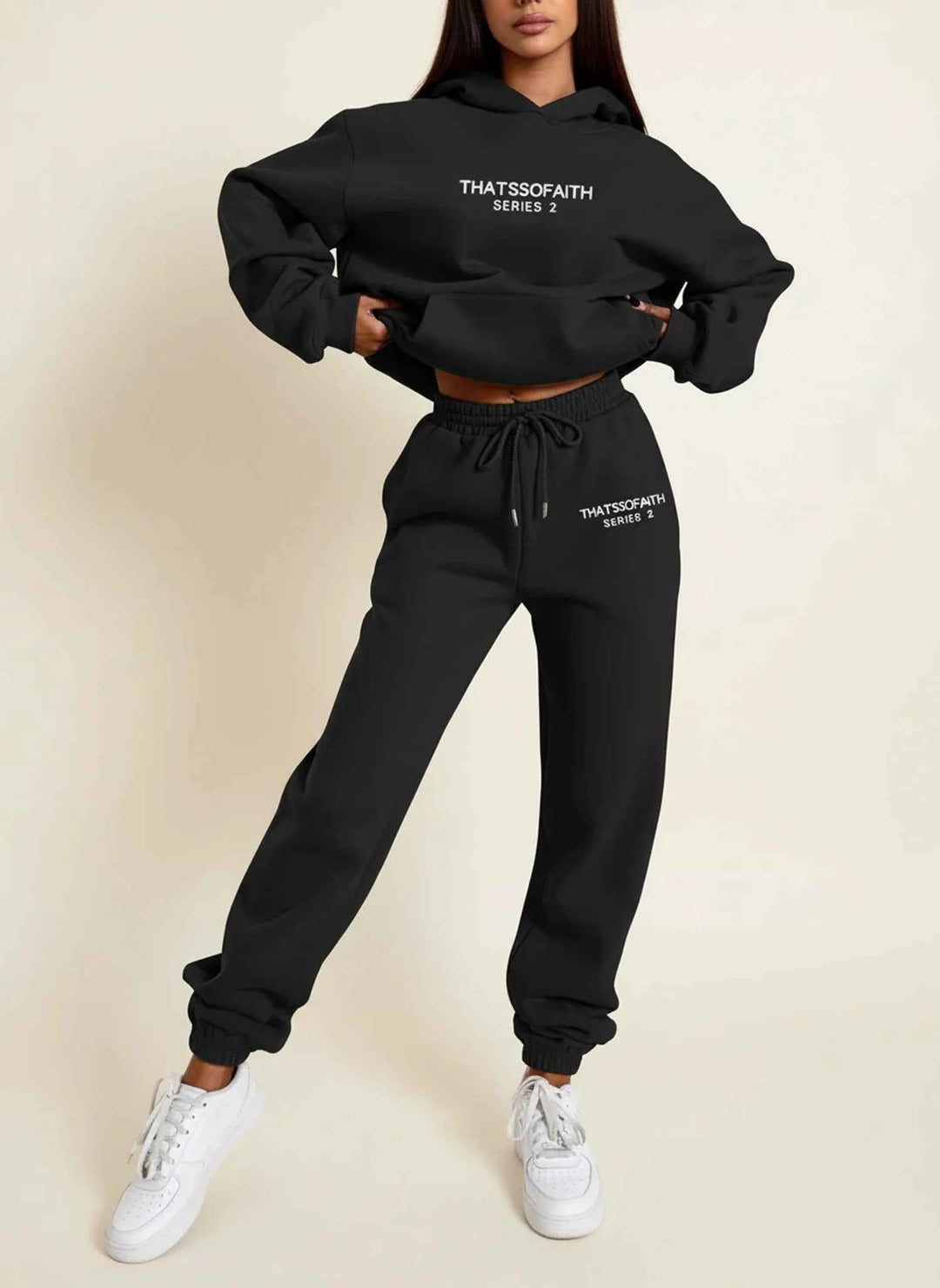 Women's Hoodie Jogger Set Black
