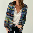 Women's Striped Knit Cardigan Blue