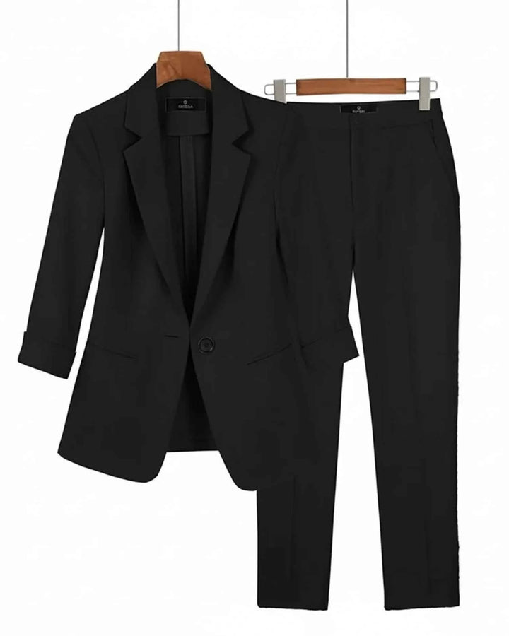 Women's Two-Piece Tailored Suit Set Black