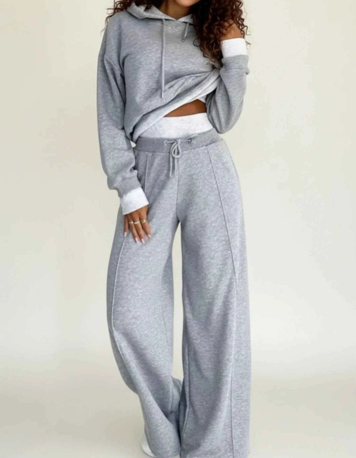 Women's Wide Leg Pant Set Gray