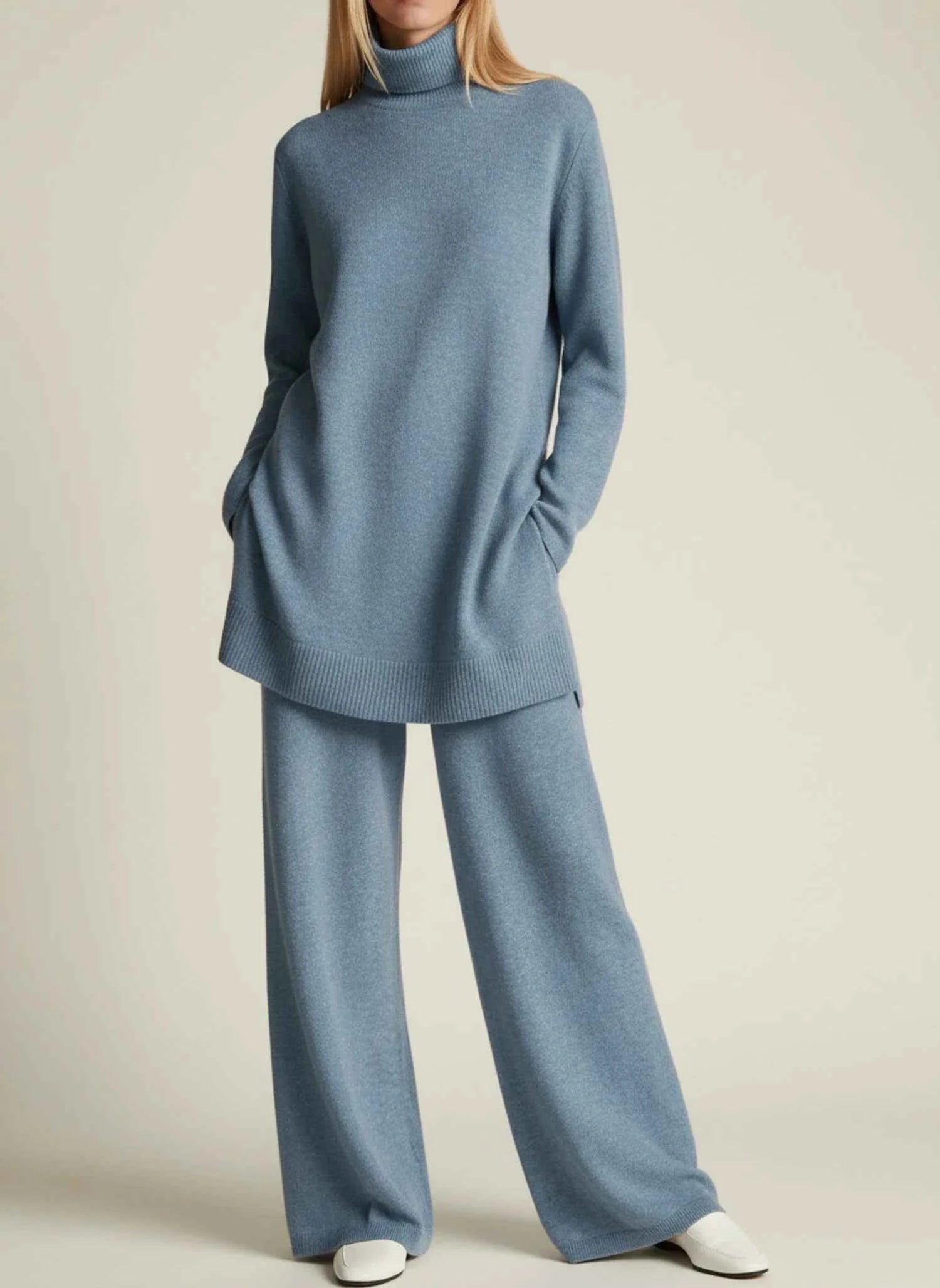 Women's Wide-Leg Relaxed Fit Pant Set Blue