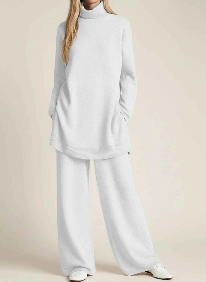 Women's Wide-Leg Relaxed Fit Pant Set White
