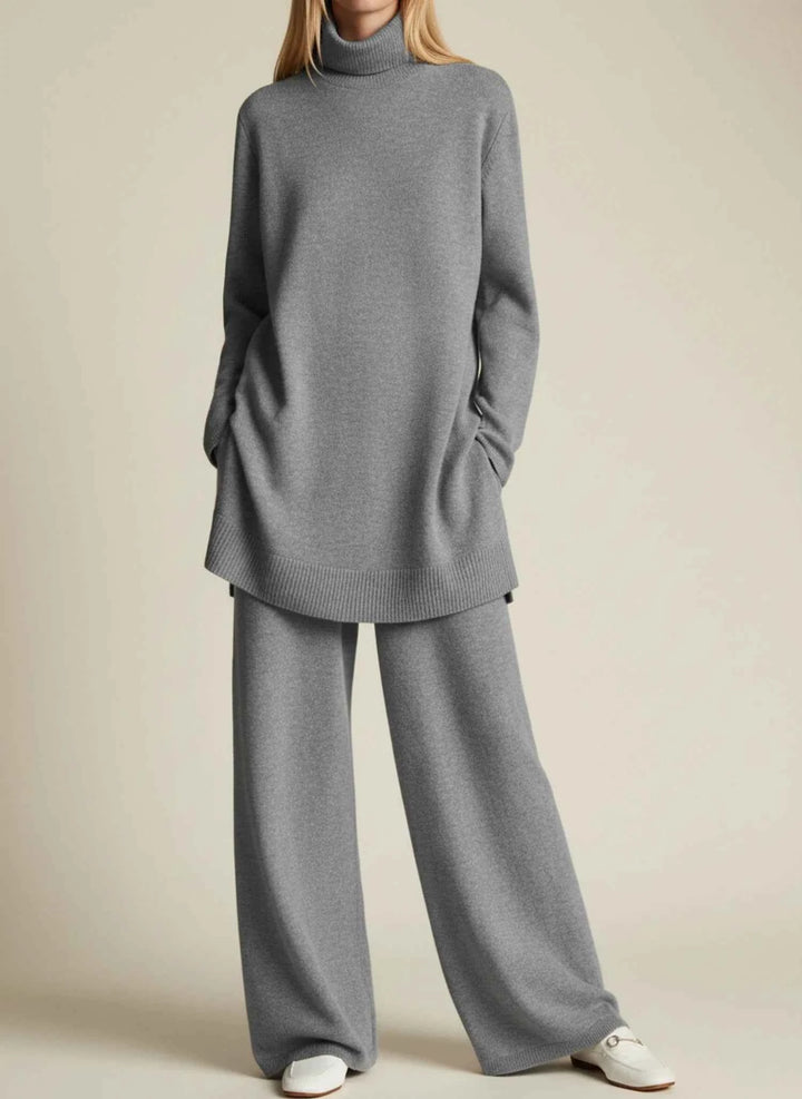 Women's Wide-Leg Relaxed Fit Pant Set Gray