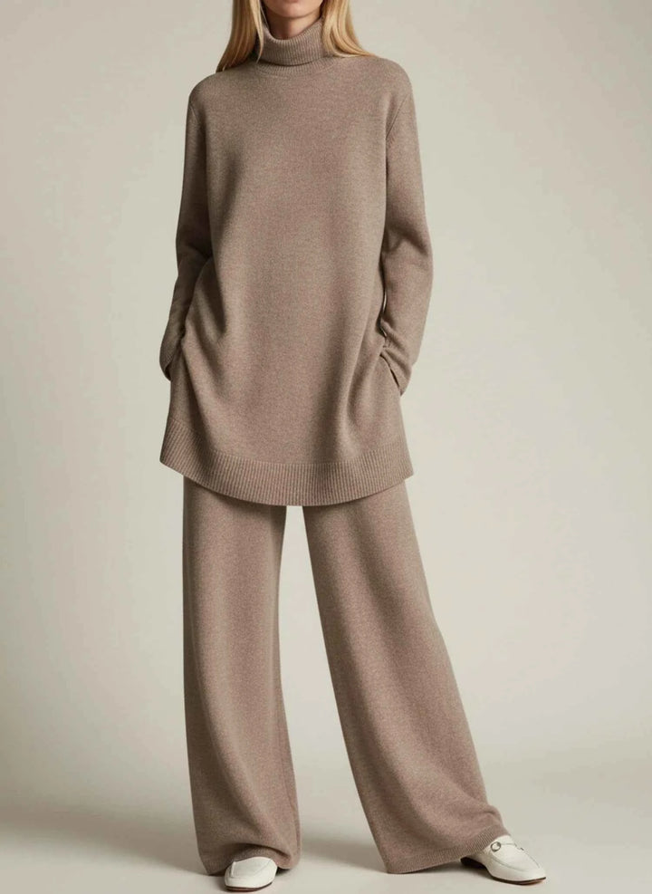 Women's Wide-Leg Relaxed Fit Pant Set Khaki