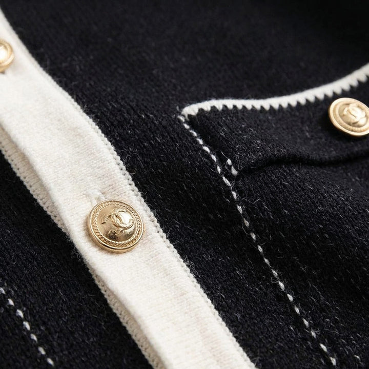 Women's Cropped Cardigan with Button-Down and Ribbed Trim