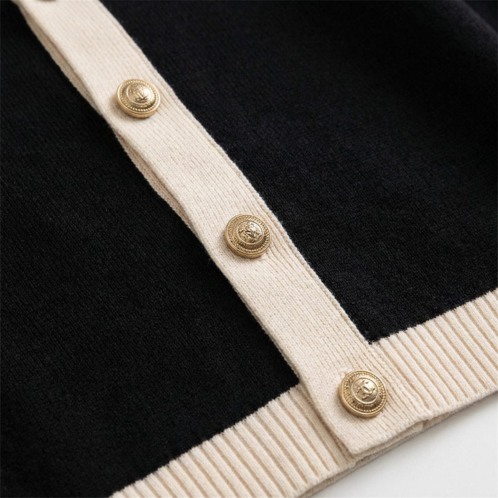 Women's Cropped Cardigan with Button-Down and Ribbed Trim