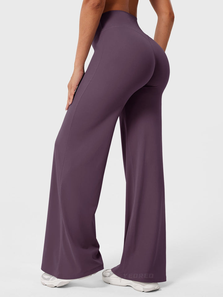 Women's High Waist Flared Summer Pants Black Berry