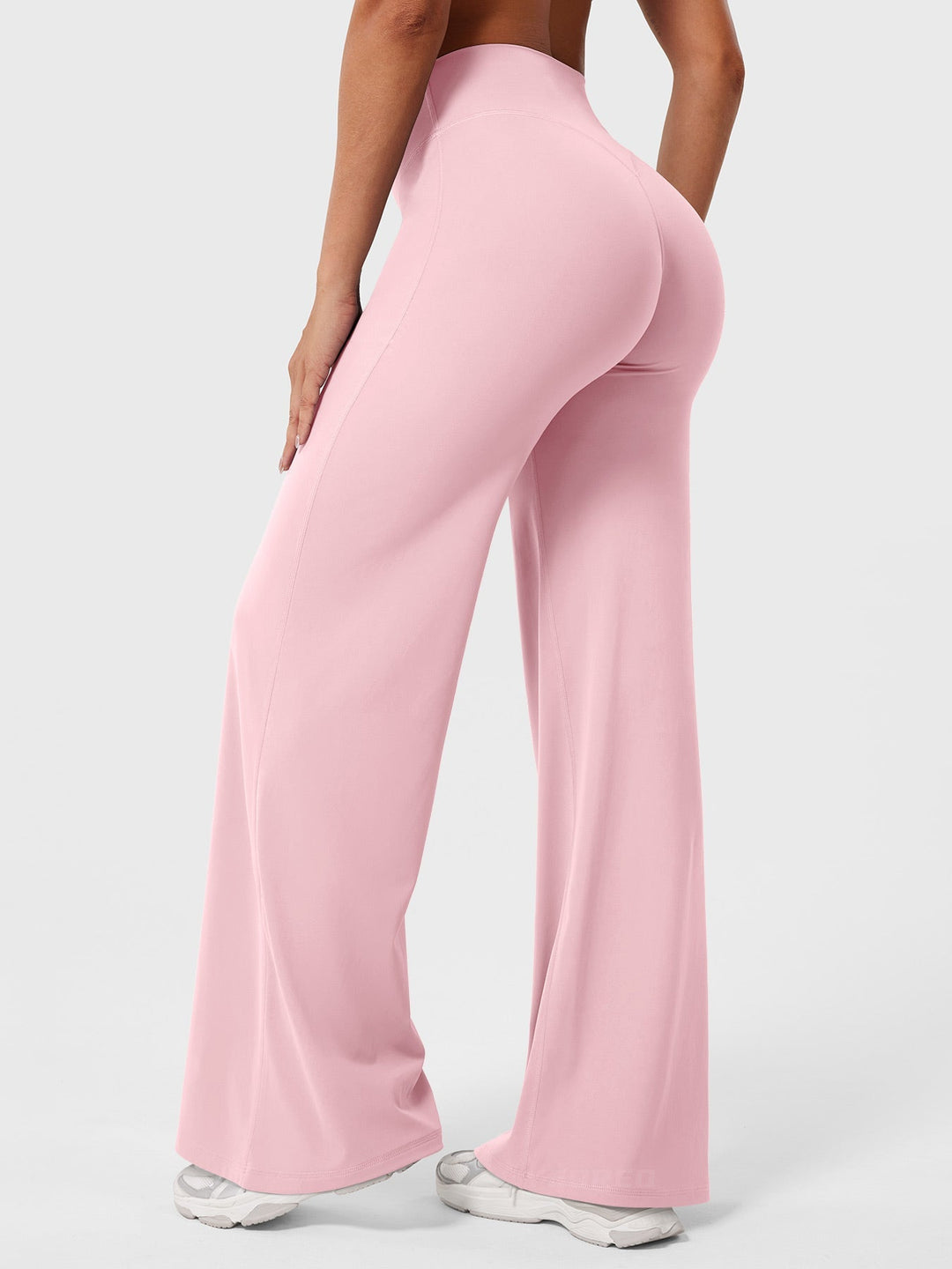 Women's High Waist Flared Summer Pants Baby Pink