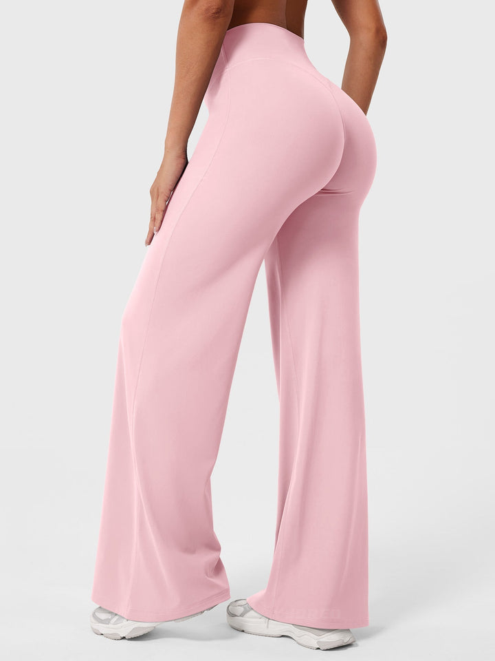 Women's High Waist Flared Summer Pants Baby Pink
