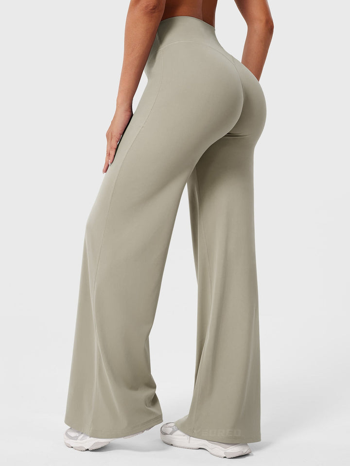 Women's High Waist Flared Summer Pants Light Sand