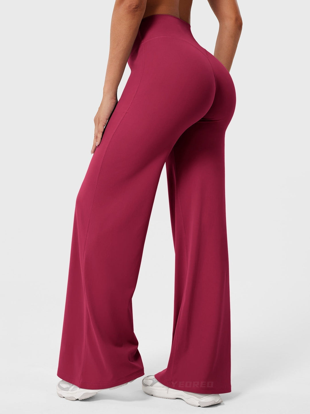 Women's High Waist Flared Summer Pants Ruby Red